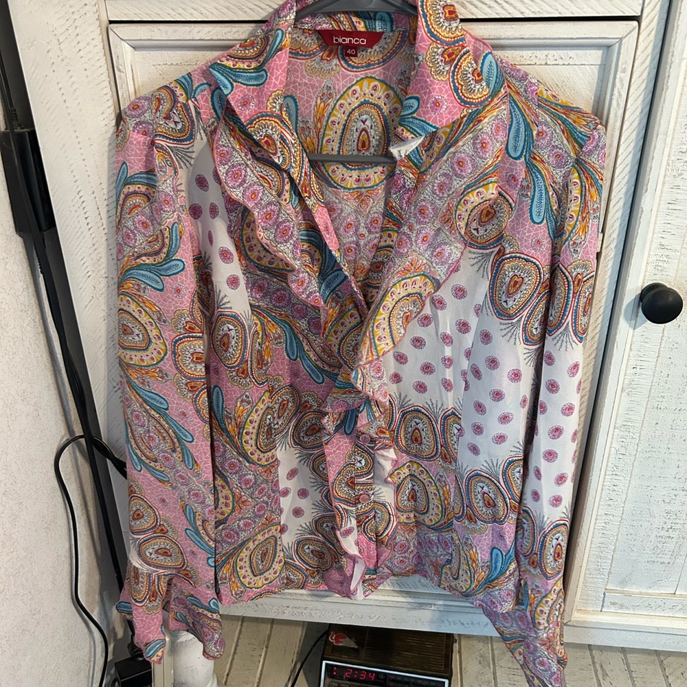 Bianca paisley long sleeve blouse